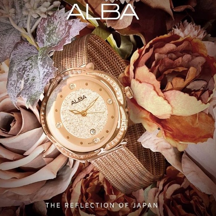 นาฬิกาข้อมือผู้หญิง Alba รุ่น AH7X08X | หน้าปัดดอกไม้ กุหลาบ สวยงาม วิบวับ ดูหรู ดูแพง ของมันต้องมีจ้าา