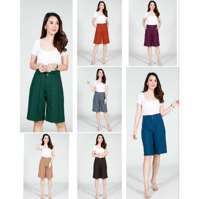 L-4XL" #กางเกงผ้าตองแปด #กางเกง3ส่วน แต่งจีบด้านหน้าสวยหรู**พร้อมส่ง**