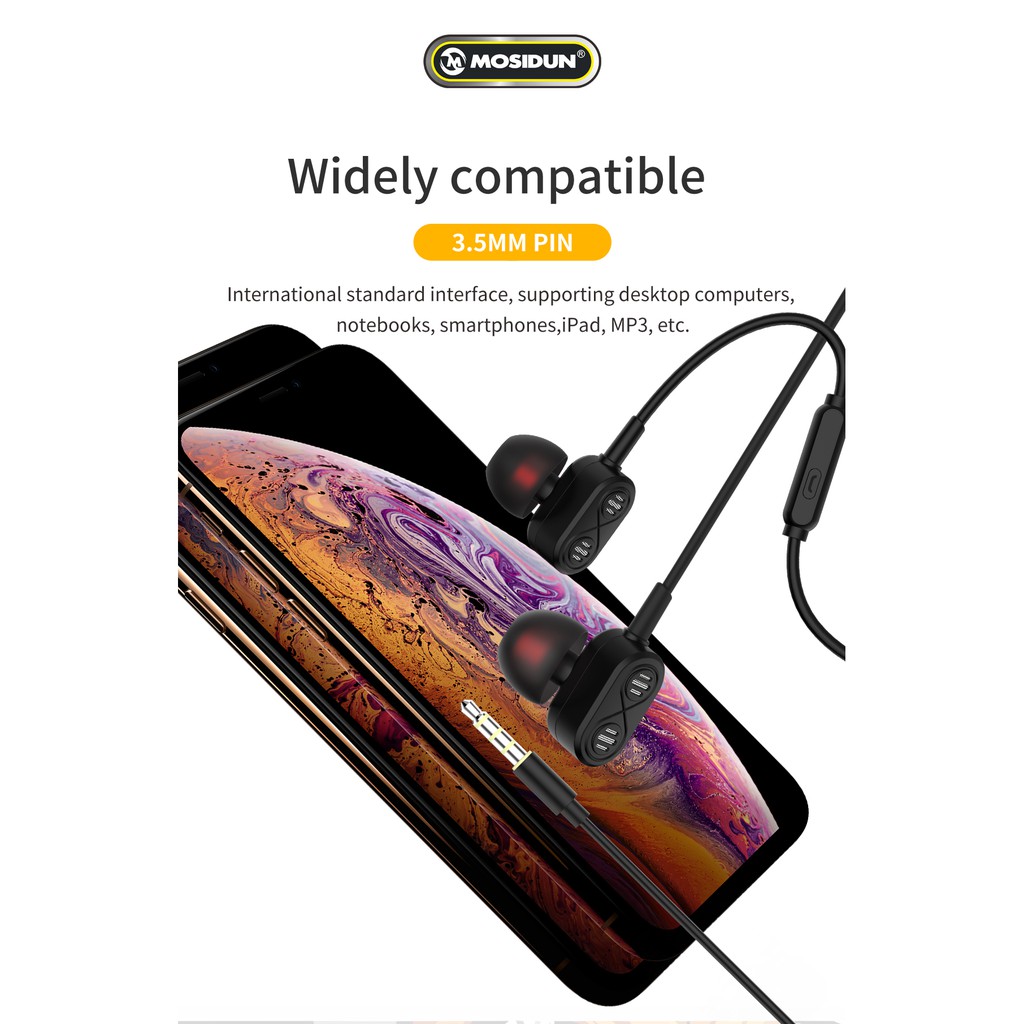 HOLO-Mosidun 216A หูฟังอินเอียร์ 2 Dynamic Driver มีไมโครโฟน เบสแน่น เสียงใส คุณภาพเกินราคา HiFi