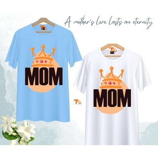 เสื้อวันแม่ สีฟ้า ลาย Mom เนื้อผ้านุ่มใส่สบาย ไม่ยับง่าย ไม่ต้องรีด