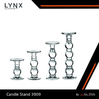 LYNX) Candle Stand 3909 - เชิงเทียนแก้ว เชิงเทียนทรงสูง ลวดลายลูกแก้วกลม มีให้เลือก 4 ขนาด ความสูง 13 ซม., 18.3 ซม., 24.3 ซม. และ 28.5 ซม.