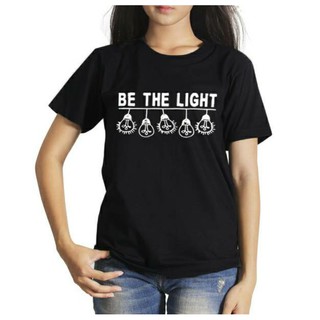 เสื้อยืดคอกลม De Moda รุ่น Be The Light สีดำ เสื้อยืดผู้หญิง เสื้อยืดแขนสั้น