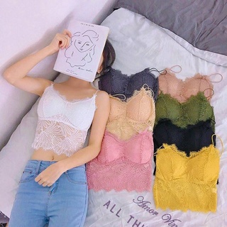 💟LB-363 บราสายเดี่ยว ลูกไม้เต็มตัว สายเดี่ยว ไร้โครง ถอดฟองน้ำได้ สวมใส่สบาย เสื้อในลูกไม้ [Ladybrabra]💟
