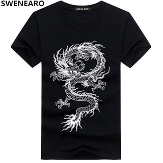 [S-5XL]เสื้อยืด พิมพ์ลายมังกร Swenearos ยอดนิยม หลากสี สําหรับผู้ชาย