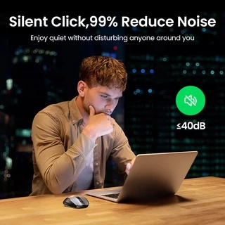 Ugreen เมาส์ไร้สาย 6 ปุ่ม 2.4G พร้อมตัวรับสัญญาณ USB 5 ระดับ DPI 4000DPI สําหรับแล็ปท็อป PC Mac Linux