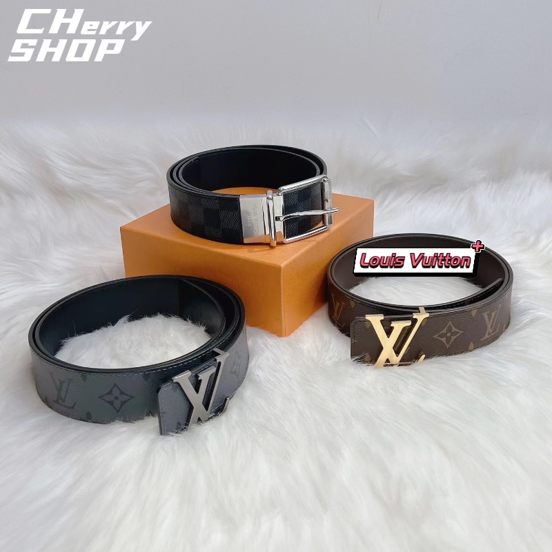 Hot🔥หลุยส์วิตตอง 🍒Louis Vuitton Men's Belt PONT NEUF 35mm&amp; LV INITIALES 40mm เข็มขัดผู้ชาย