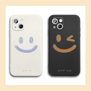 เคส Redmi 12C A1 10 9T 10A 10C Redmi Note 12 5G Pro+ 11 Pro 5G 11S Note 10 Pro 10s 9s 9T 8 9 9C 9A เคสขอบตรงนุ่มกันกระแทกสีขาวดำยิ้ม