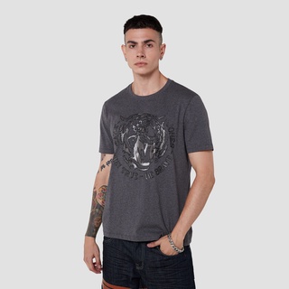 DAVIE JONES เสื้อยืดพิมพ์ลาย สีเทา ทรง Regular Fit Graphic Print T-Shirt in grey WA0103CD