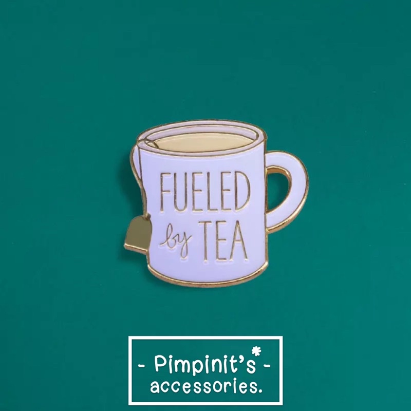 🇹🇭 พร้อมส่ง : 🍵 เข็มกลัดลายแก้วมัคชาสีขาว "FUELED by TEA" | "FUELED by TEA" White Tea Mug Enamel Bro