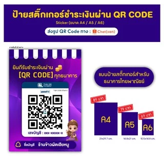 (1แถม1) ป้ายสแกนชำระเงินผ่าน QR code สติ๊กเกอร์ 3M คิวอาร์โค้ด เหมาะกับร้านค้า ดีไซน์ทันสมัยสวยงาม
