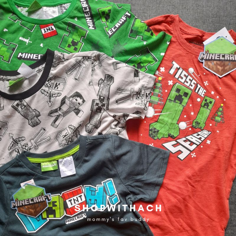 ! เสื้อยืด Minecraft เด็กชาย 8y-16y (สําหรับโกดัง)