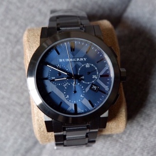 BU9365 มาใหม่ BURBERRY Chronograph Blue Dial Dark Grey Ion-plated Mens Watch