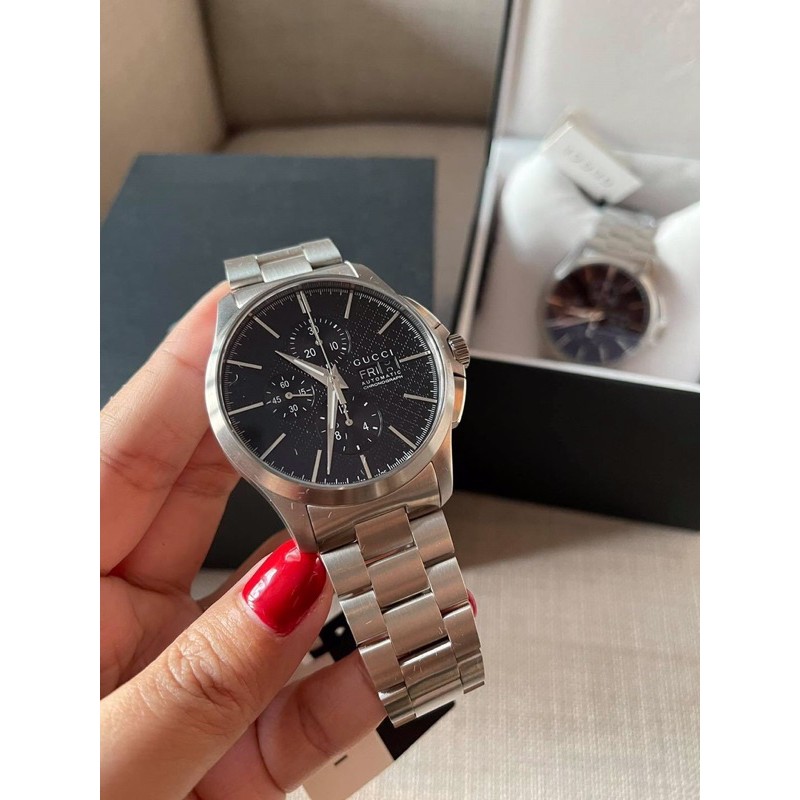 🦋สินค้าพร้อมส่ง🦋  New🍥Gucci รุ่นนี้ระบบ Automatic G-Timeless Chronograph Automatic Black  Watch  Siz
