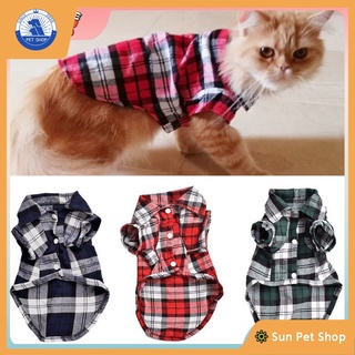 ★〓Myles Pet〓★สัตว์เลี้ยงเสื้อลายสก๊อตเสื้อยืดสุนัขแมวเสื้อแขนสั้นสุนัขขนาดเล็กเสื้อยืดนุ่มระบายอากาศฤดูร้อน แมวเสื้อผ้าและอุปกรณ์แต่งตัวสำหรับสุนัข