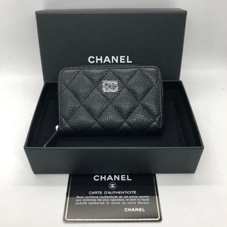 (พร้อมส่ง)*New*Chanel zip cardholder ดำคาเวียร์ อะไหล่เงิน holo31