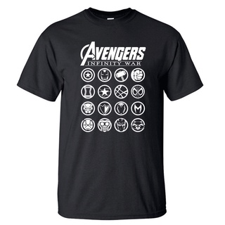 เสื้อยืดผ้าฝ้ายพิมพ์ลายแฟชั่น ✌✌✌The Avengers T Shirt Men Superhero Iron Man Captain America Thor Hulk Black 0vwR