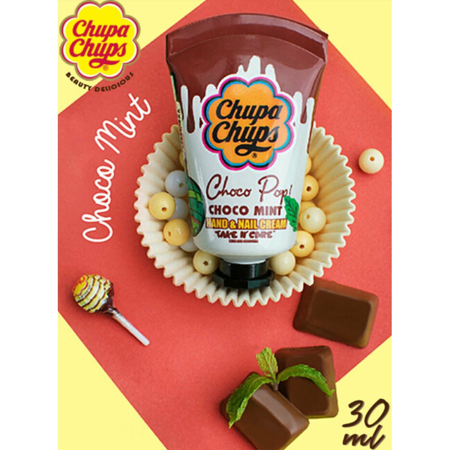 ครีมทามือ Hand cream: CHUPA CHUPS CHOCO POP chocomint แฮนด์ครีมจูปาจุ๊ปส์  ผลิตภัณฑ์บำรุงผิวมือและเล็บ