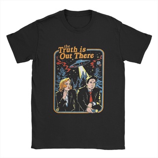 เสื้อยืดผ้าฝ้ายVintage The X Files The Truth Is Out There T-Shirt for Men 100% Cotton T Shirts Cartoon Short Sleeve Tees