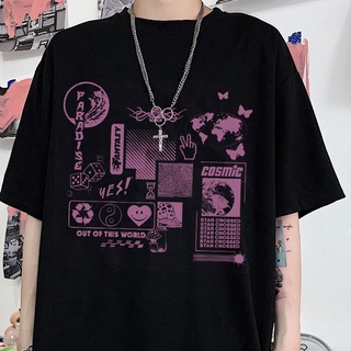 Graffiti printed casual Harajuku womens t-shirt Vaporwave unisex short-sleeved T-shirt HipHop summer womens t-shirt