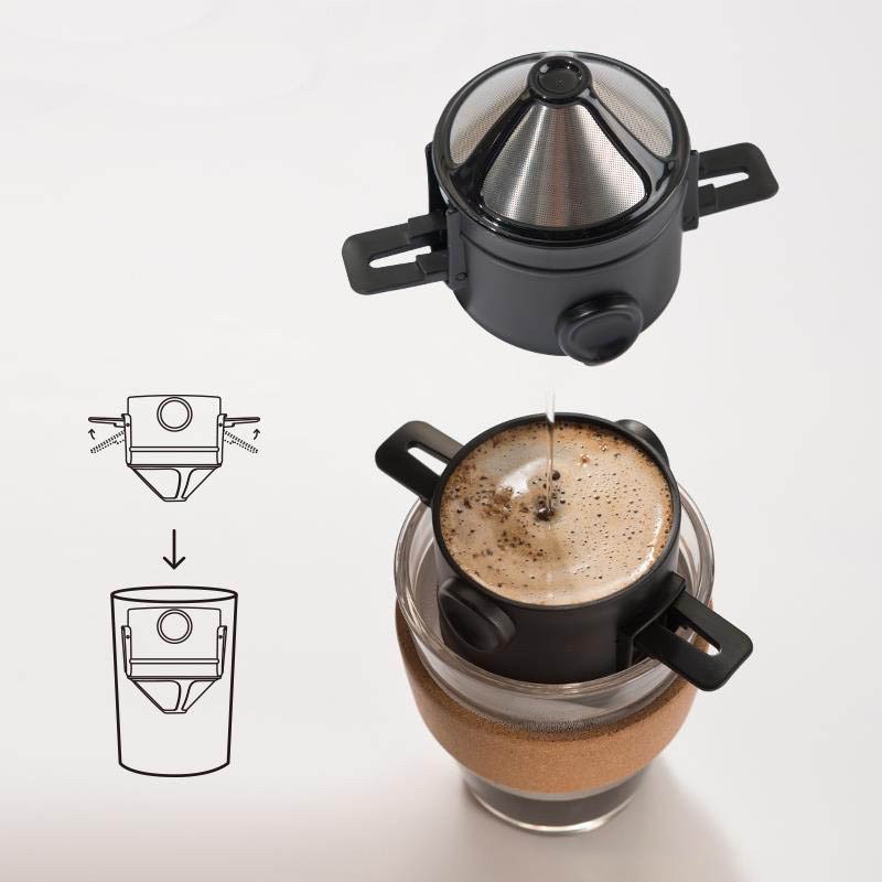 ถ้วยดริปกาแฟสแตนเลส Stainless steel coffee dripper พับได้ พกพาสะดวก ใช้ซ้ำได้