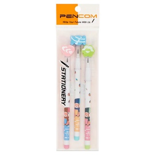 ว๊าว🍟 เพ็นคอมพ์ ดินสอต่อไส้หัวยางลบ (05LM2) 3 แท่ง Pencom Stackable Pencil (05LM2) 3pcs