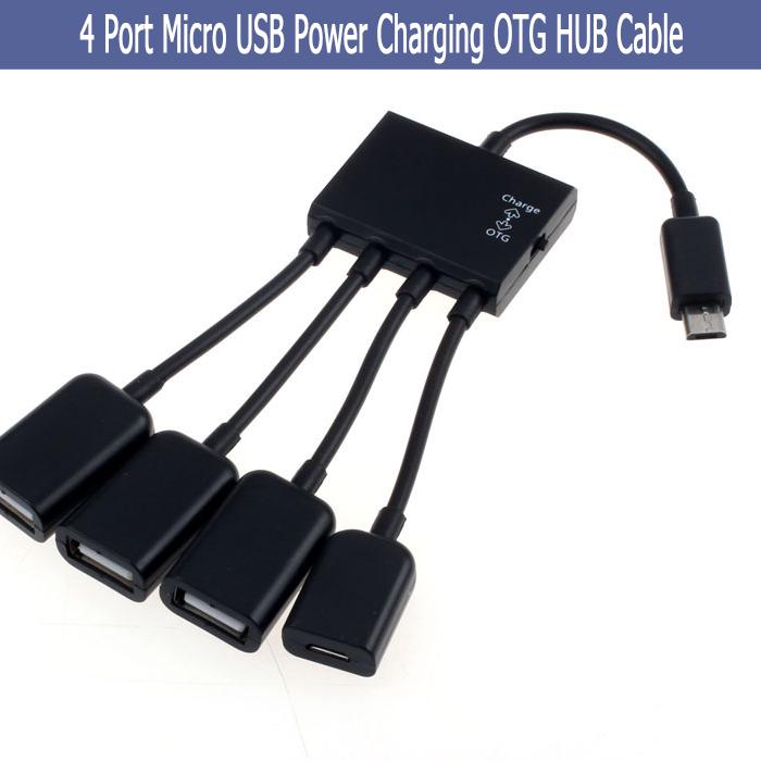 4 Port Micro USB Power Charging OTG HUB สายเคเบิ้ลสำหรับโทรศัพท์