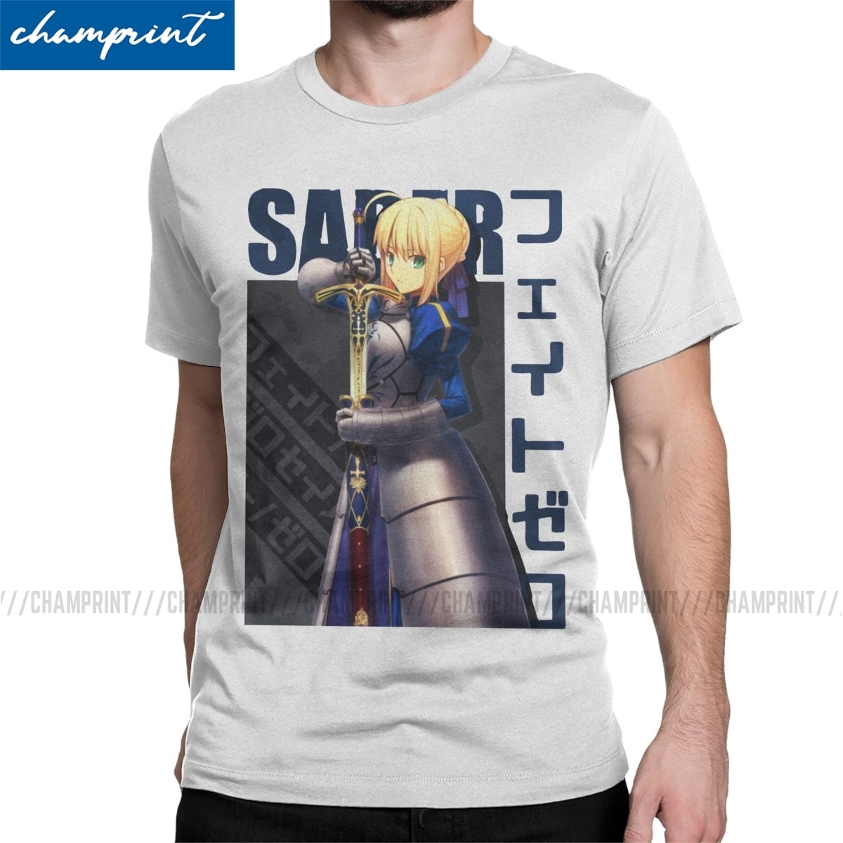 Men's TShirt Anime Fate Grand Order T Shirt Saber Quick Star Buster FGO ...