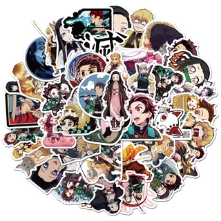 💥พร้อมส่ง💥ลายการ์ตูนอะนิเมะ demonslayer鬼滅の刃Kimetsu no Yaiba 50แผ่น กันน้ำ สติ๊กเกอร์ ใช้ซ้ำได้
