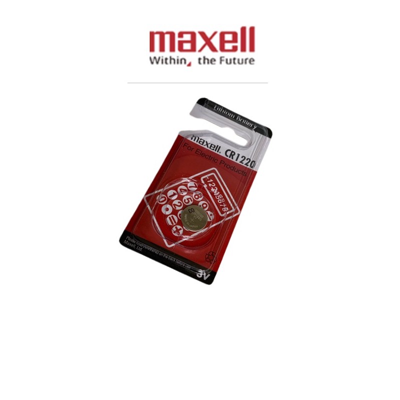 ถ่านนาฬิกา ถ่านกระดุม Maxell CR1220(3V) Lithium Battery แบตเตอรี่อิเล็คทรอนิกส์ แพคกิ้งเม็ดเดี่ยว (ของเเท้) Exp.12/2030
