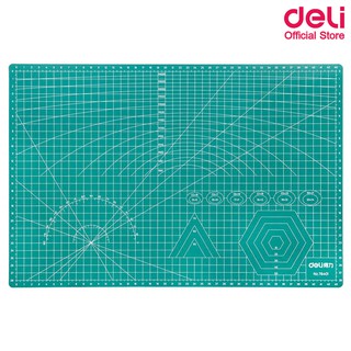 Deli 78401 Cutting Mat PVC A3 แผ่นรองตัดกระดาษ สีเขียว แบบสองด้าน PVC ขนาด A3 (300 x 450mm) อุปกรณ์สำนักงาน แผ่นรองตัด