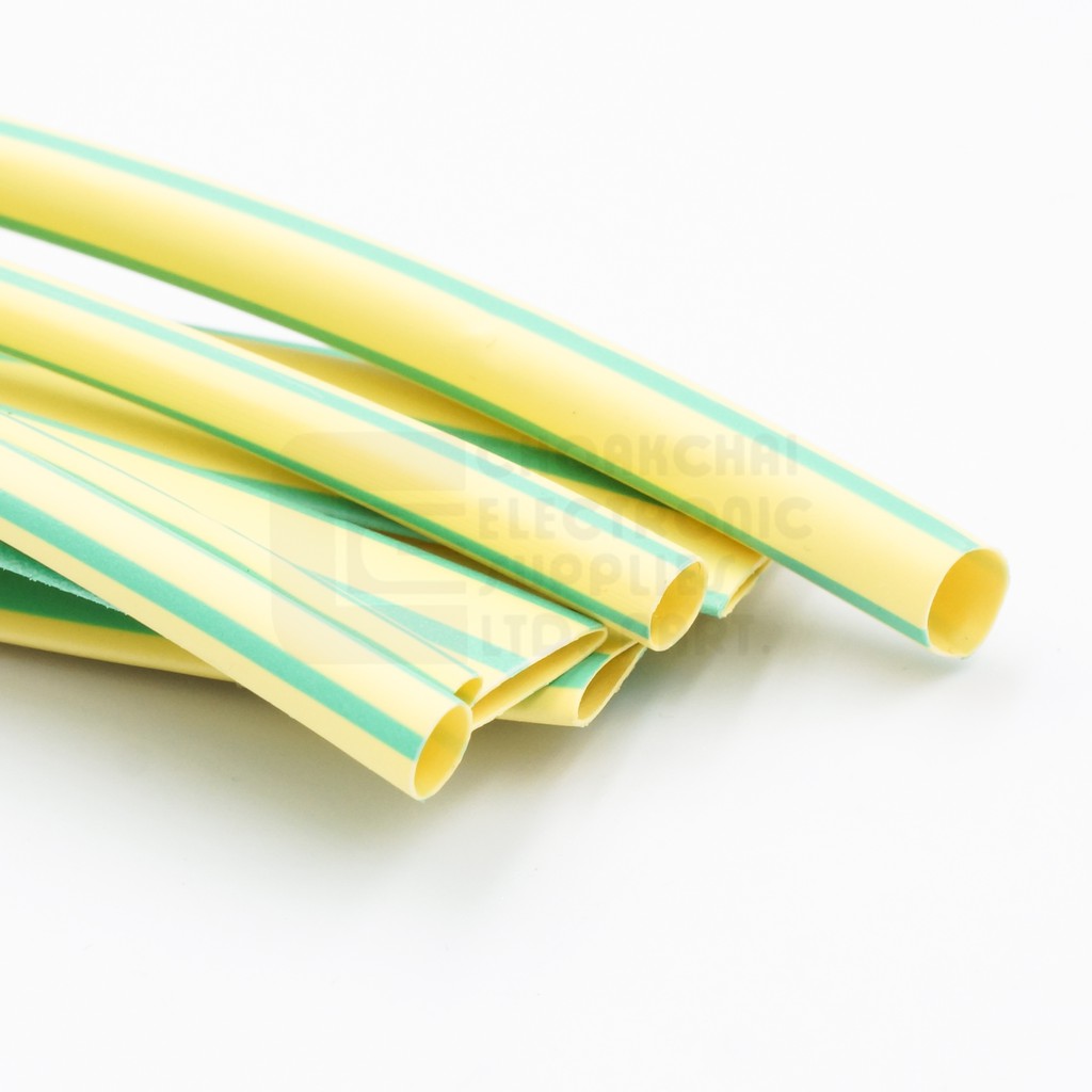 Woer ท่อหด สีเขียว/เหลือง ขนาด เส้นผ่านศูนย์กลาง 6มม 8มม 9มม 10มม 12มม ยาว 1เมตร อัตราการหดตัว 2:1 รุ่น RSFR-(2X)YG