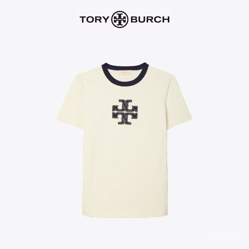 【Lynxพิเศษ】TORY BURCH ชีแทง Libo 21ฤดูใบไม้ผลิและฤดูร้อนผู้หญิง Tเสื้อ83949hot sale