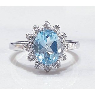 Top1Jewelry แหวนเงินแท้925 พลอยบลูโทพาสแท้ Blue Topaz