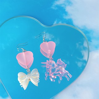 Japan and South Korea ins soil cool y2k millennial hot girl unicorn bow love wild earrings earrings
