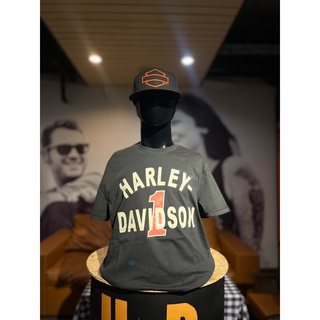 เสื้อยืด HARLEY-DAVIDSON Mens Cracked Print Short Sleeve Tee - Washed Black