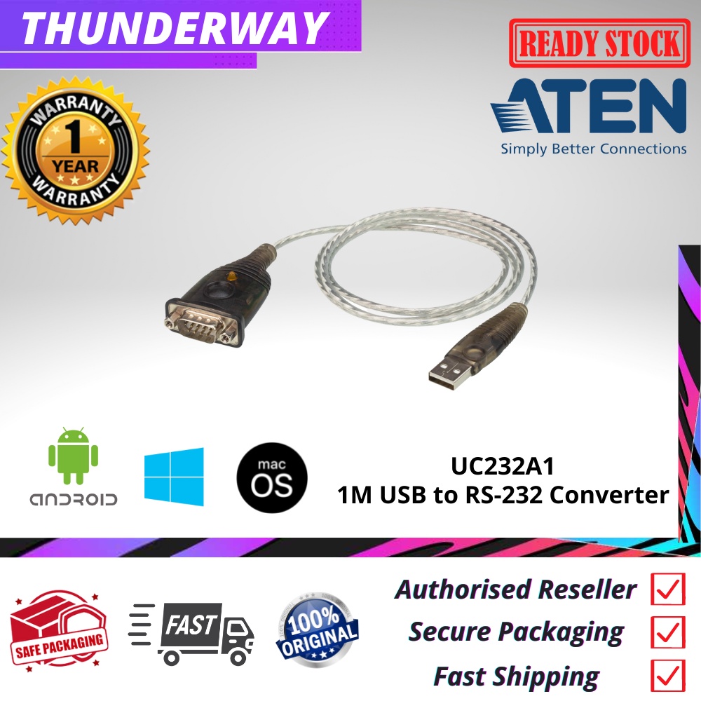 Aten UC232A1 (1 เมตร) ตัวแปลง USB เป็น RS-232 - thunderwayec.th - ThaiPick