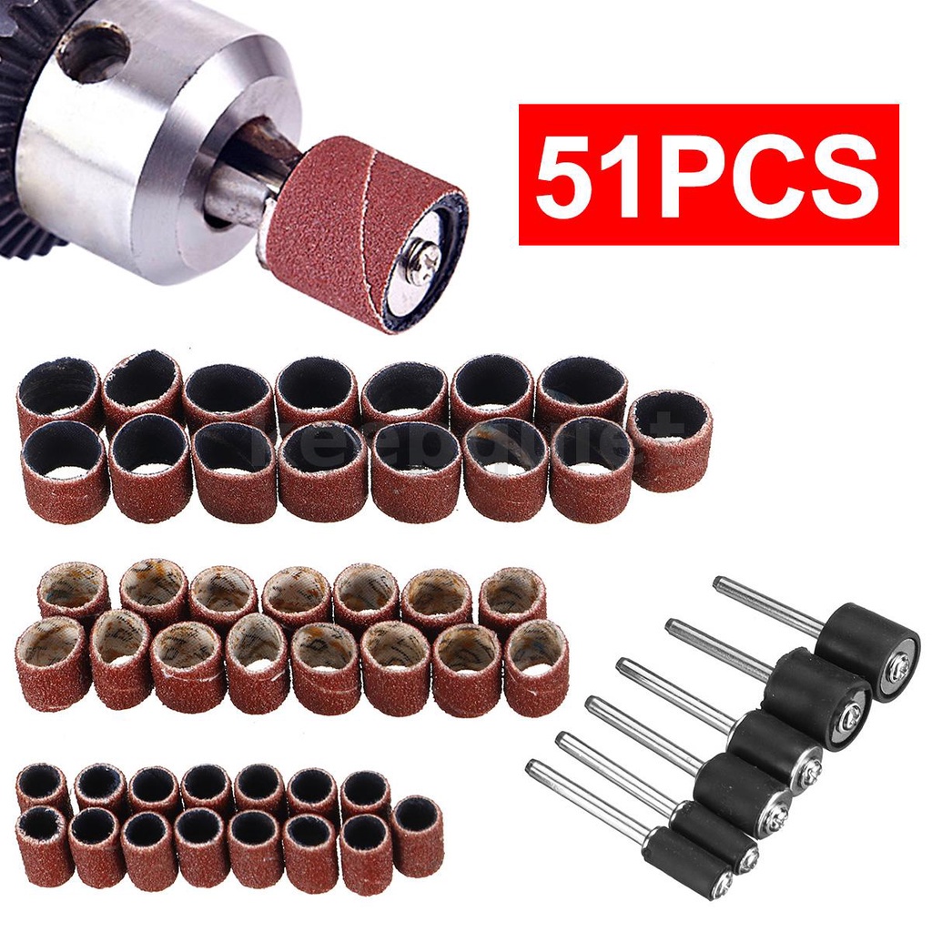 Drillpro 51Pcs Drum Sanding ชุด เจาะ Bits Abrasive เครื่องมือ อุปกรณ์เสริมกระดาษทรายโรตารี่ เครื่องมือ