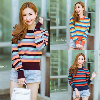 FightNew Today Rainbow Knit!! เสื้อไหมพรมแขนยาวทอลายริ้วสีรุ้ง มาแบบสดใสทุกสีเลยค่ะ ผ้าก็ดีนิ่มใส่สบา