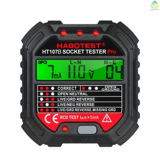 Habotest Gfci อุปกรณ์ทดสอบแรงดันไฟฟ้า 90-250 V