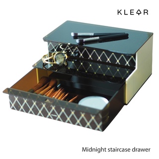 KlearObject Midnight staircase drawer กล่องเก็บของ กล่องใส่ของมีลิ้นชัก กล่องอะคริลิคเก็บเครื่องสำอาง : K285