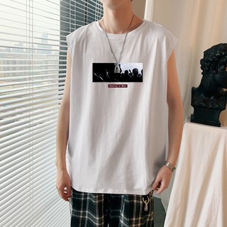 M-3XL เสื้อยืด แขนกุด ทรงหลวม สำหรับผู้ชาย