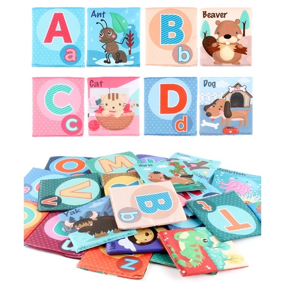 แฟลสการ์ดผ้า ABC หน้า-หลัง พร้อมรูปภาพลายน่ารักๆ - miss_kids - ThaiPick