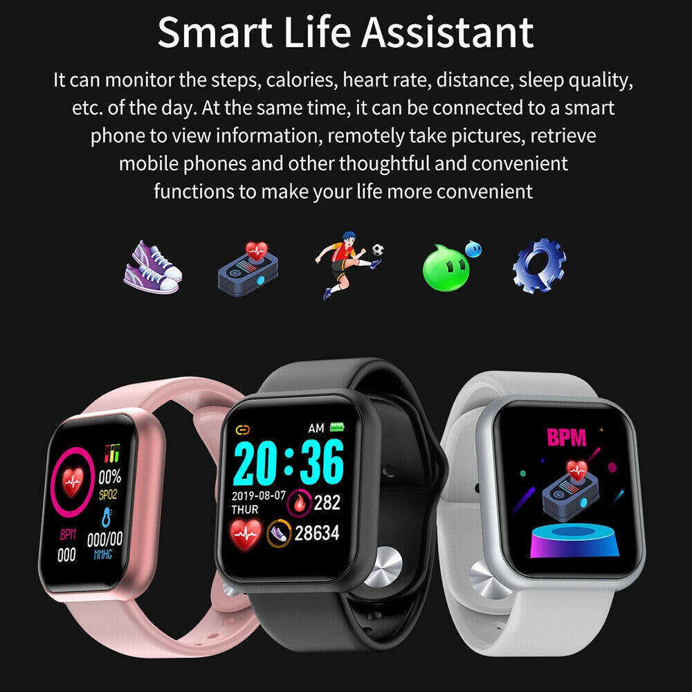 สมาร์ทวอทช์ Y68 สมาร์ทวอทช์บลูทูธนาฬิกาหน้าจอสัมผัส IOS Android Heart Rate Monitor เดินวิ่ง Smart Watch ส่งที่ชาร์จ รูปที่ 5
