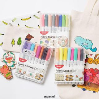 MONAMI FABRIC MARKER 470 Brush ชุด ปากกาเขียนผ้า เพ้นเสื้อ เพ้นกระเป๋า หมึกติดทนแม้ผ่านการซัก