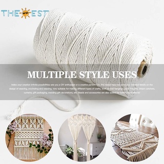 THEBEST 2/3mm Cotton Twisted Macrame String Cord Rope Thread 100m DIY Home Wedding Decoration Making Supply