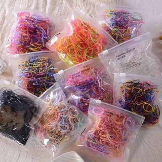ยางรัดผมเด็ก 200 เส้น 500 เส้น หลากสี สีอ่อน สีดำ แบบถุงซิบ