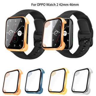 2in1 ฟิล์มกระจกนิรภัย และเคส PC กันรอยขีดข่วน กันตก สําหรับ OPPO Watch 2 42 มม. 46 มม.