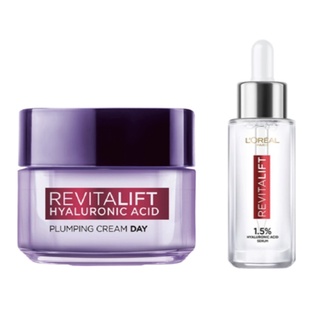 LOREAL Revitalift Hyaluronic Acid (Serum 30ml + Day Cream 50ml) ลอรีอัล รีไวทัลลิฟท์ ไฮยาลูรอนิค แอซิด ชุดลดเลือนริ้วรอ