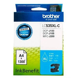 ตลับหมึกอิ้งค์เจ็ท Brother LC 535 XL, C สีฟ้า ​ แบบมีกล่อง​ ของแท้​ 100%