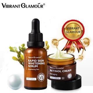 Vibrant GLAMOUR ครีมบํารุงผิวหน้า + เซรั่มไวท์เทนนิ่ง นิโคตินาไมด์ ผงไข่มุก สารสกัดเอสเซ้น กระ จุดด่างดํา ลดรูขุมขน แต่งหน้าได้อย่างรวดเร็ว